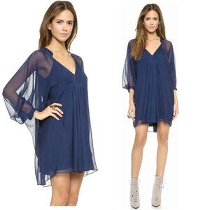 DIANE VON FURSTENBERG silk Fleurette dress sz 4 navy DVF